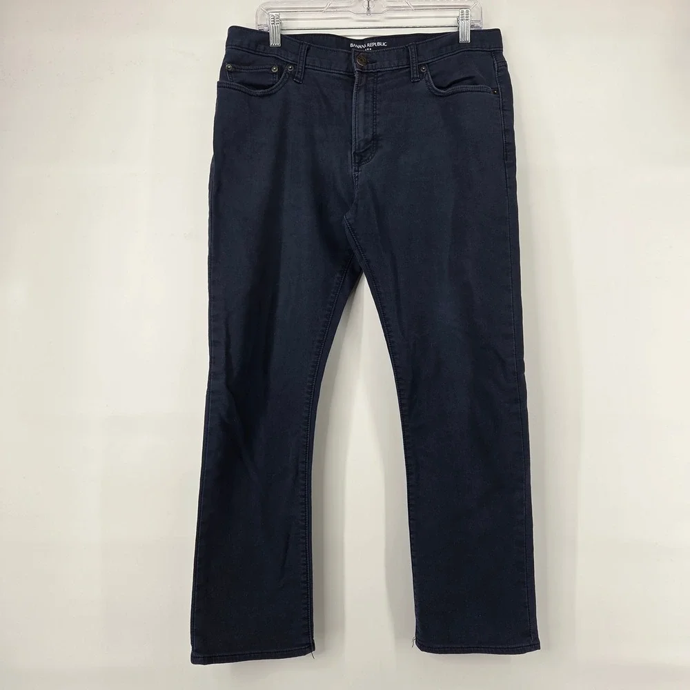 Banana Republic Travel Jean 34x30 Navy Blue Slim Fit Stretch Minimalist Classic